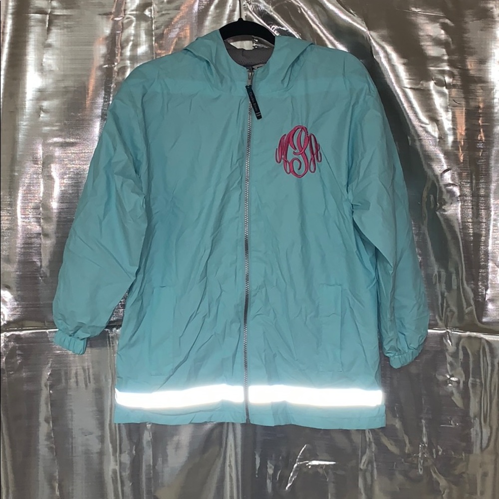 Baby Blue Rain Hooded Jacket w/ Reflective Strip
